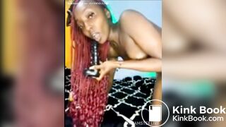 chocolate queen tasting her shit