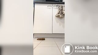Hot girl shits on kitchen floor