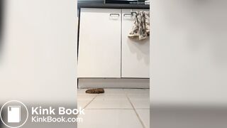 Hot girl shits on kitchen floor