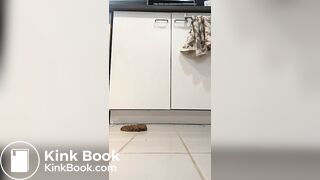 Hot girl shits on kitchen floor