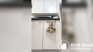 Hot girl shits on kitchen floor