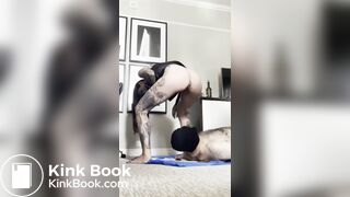 Feeding from Statuesque Tatood Lady