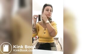 Blonde Latina stripping and shitting