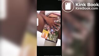 Ebony girl pooping on bucket