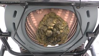 Huge fishnet leggings poop