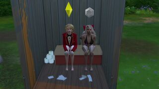 Charlie and Vaggie take a dump in a outhouse