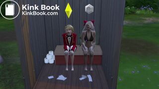 Charlie and Vaggie take a dump in a outhouse