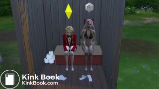 Charlie and Vaggie take a dump in a outhouse