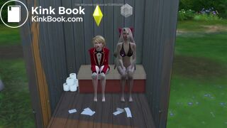 Charlie and Vaggie take a dump in a outhouse
