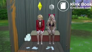 Charlie and Vaggie take a dump in a outhouse