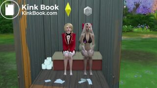 Charlie and Vaggie take a dump in a outhouse