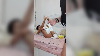 Mommy messy diaper change..