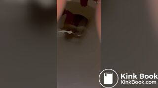 a girl filled the toilet