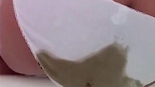 loud nasty wet shart fills her white panties & 1eak out