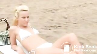 Hot girl shits at the beach