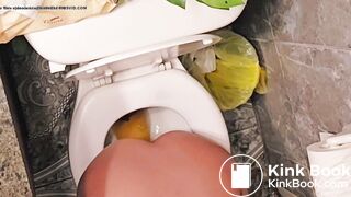 Girl takes a ploppy poop on toilet - video 2