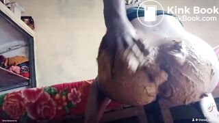 Ebony piss, scat, and smear ass with poop