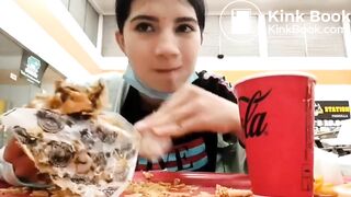 Teen girl eats her poop in public