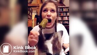 German lunatic lady eats shitty icecream..