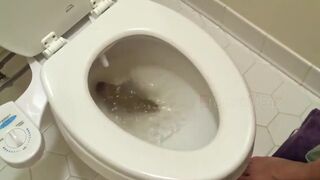 Big poo stuck in toilet clogging..