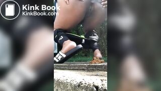 black bbw shits next to car