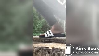 black bbw shits next to car