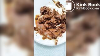 Hot girl shitting on plate - video 3
