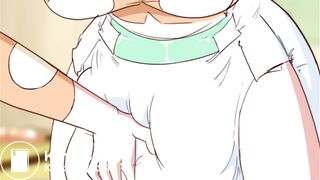 Animation/ Girl makes a big morning mess and teases