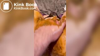 fingered and fisted while sucking shitty anal beads