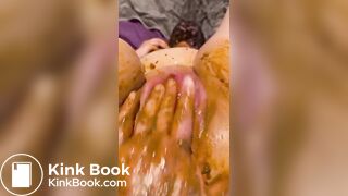 fingered and fisted while sucking shitty anal beads