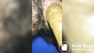 Huge poop coming out of my hairy ass
