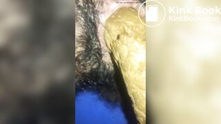 Huge poop coming out of my hairy ass