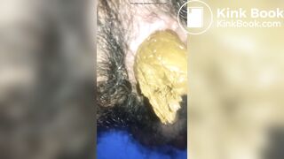 Huge poop coming out of my hairy ass