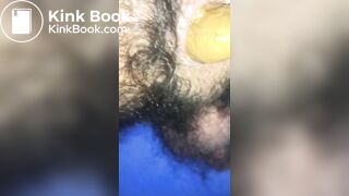 Huge poop coming out of my hairy ass
