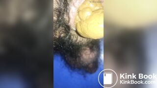 Huge poop coming out of my hairy ass
