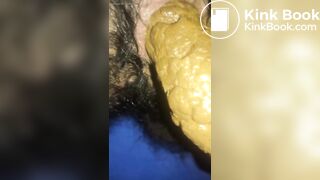 Huge poop coming out of my hairy ass