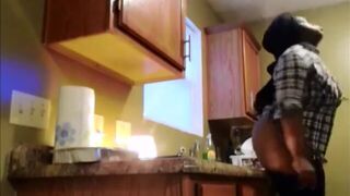 Girl poop on the kitchen sink