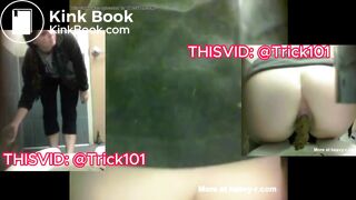 Grossed out college girl pushes out a nice turd