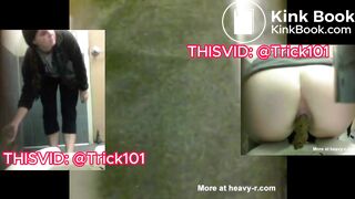 Grossed out college girl pushes out a nice turd