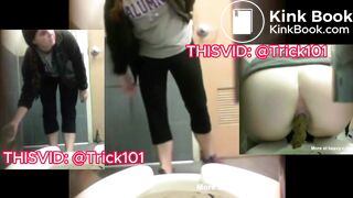 Grossed out college girl pushes out a nice turd