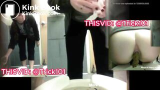 Grossed out college girl pushes out a nice turd