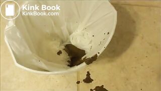 Liquid shit into a bucket
