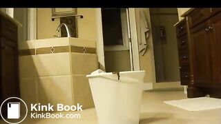 Liquid shit into a bucket