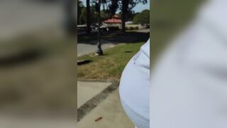 Woman messes her jeans in public