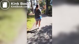 Girl poops shorts in public park