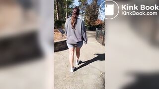 Girl poops shorts in public park