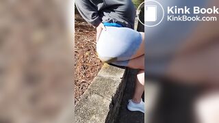 Girl poops shorts in public park