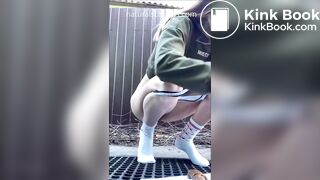 Girl takes a shit in public and fucks her ass with a dildo