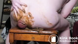 Dg girl gapes, shits, and smears with prolapse