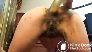 Big dildo into her tight asshole